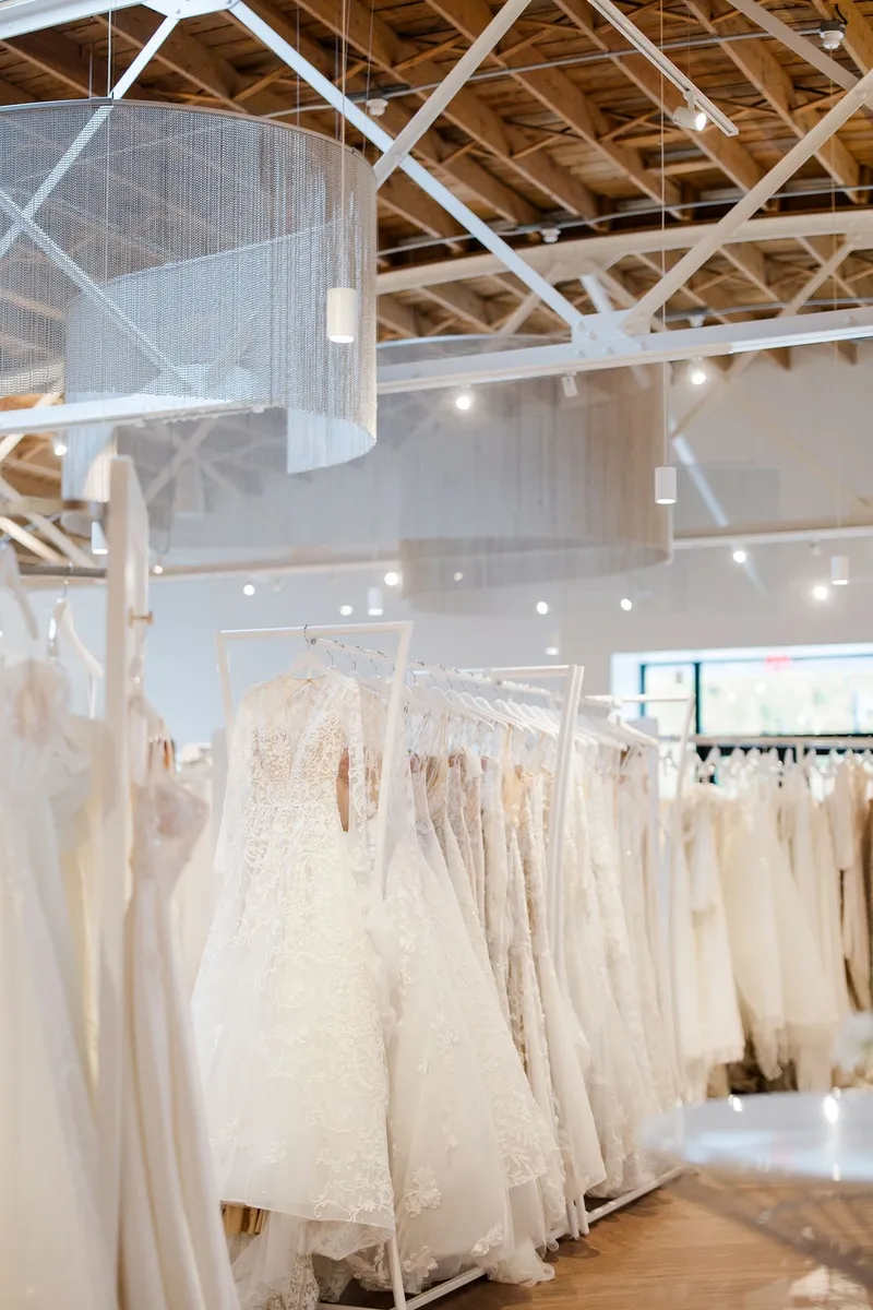 Elegant Curved Bridal Rack in Boutique